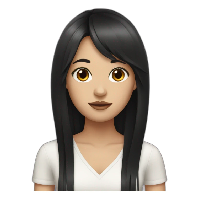 girl with long black hair and fringe sticker