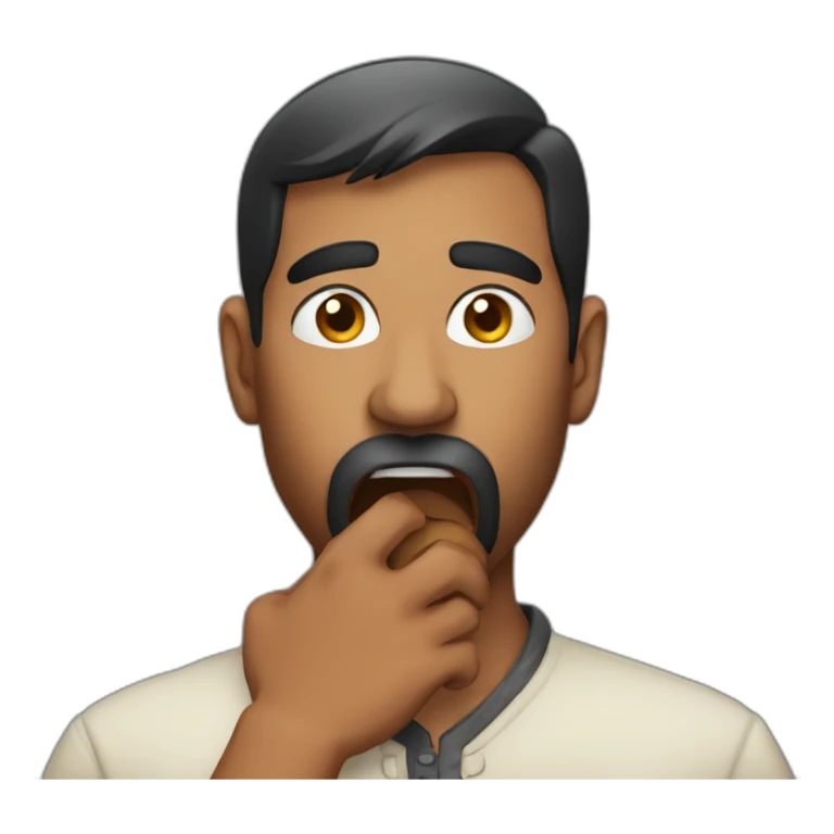 an indian man holding his throat because he's choking sticker