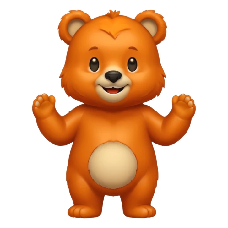 Create a orange friendly bear, make him look like from a kid cartoon and make him smile. Show his whole body sticker
