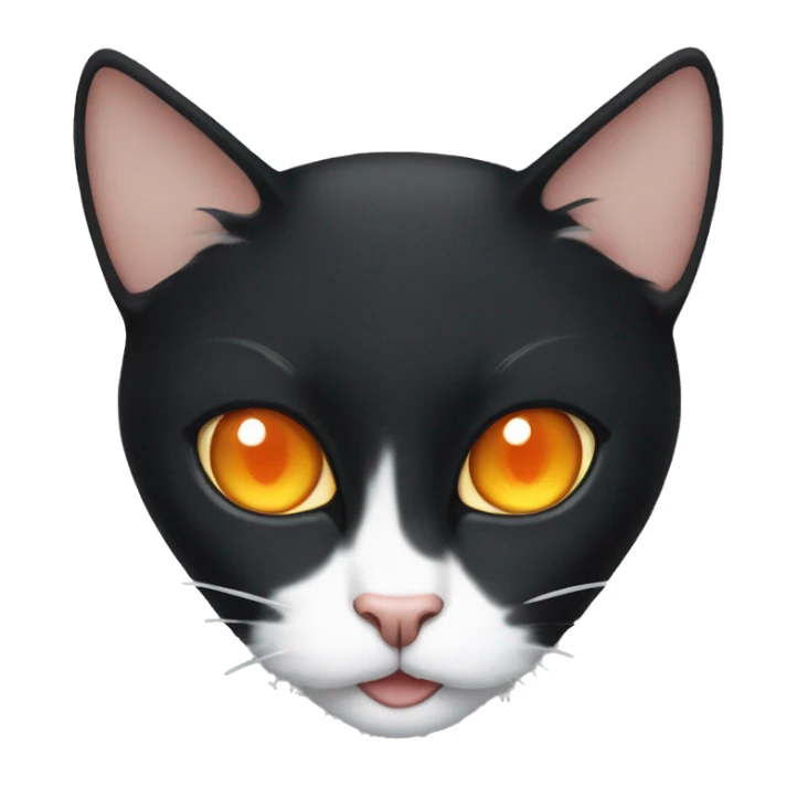 Tuxedo cat with orange eyes and little fangs sticker