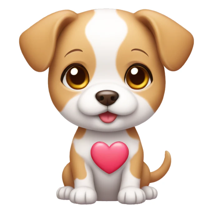cute kawaii baby dog with heart sticker