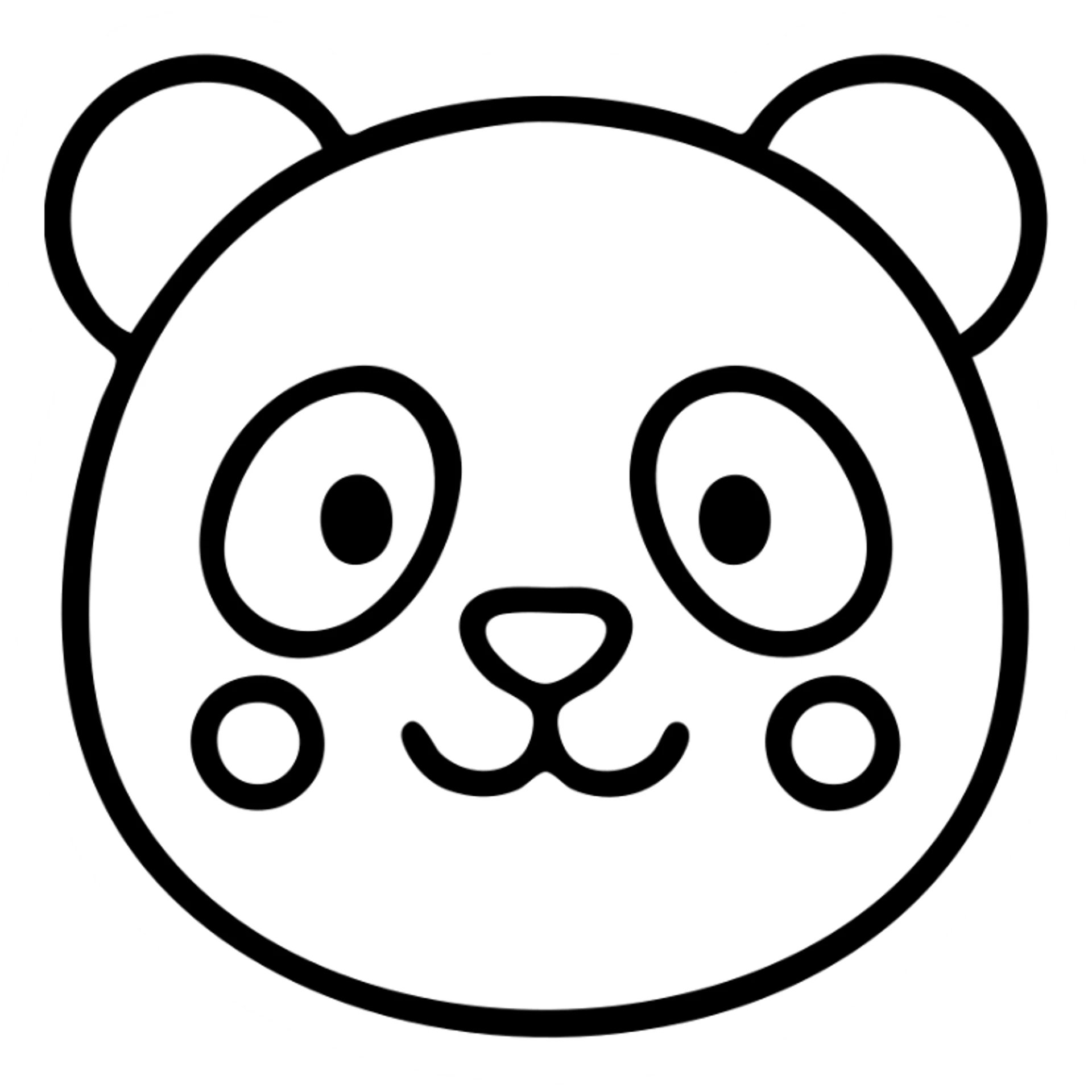 blushing panda icon, round face, pink cheeks, outlined style, minimalistic sticker