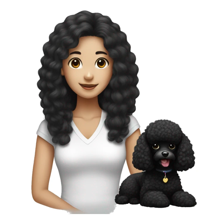 Balck poodle with long black hair korean girl sticker