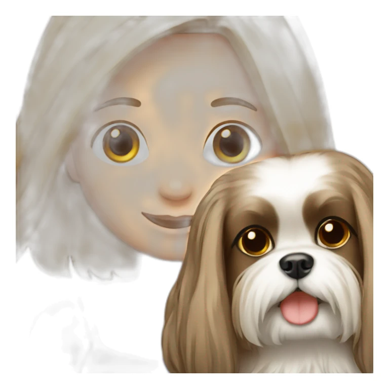 long-haired girl carrying happy Shih Tzu sticker