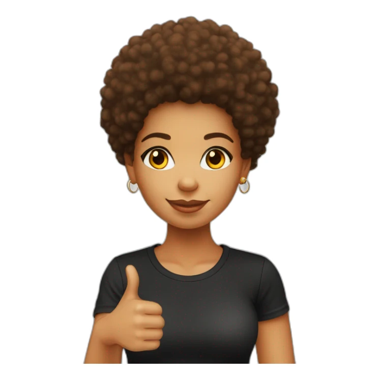 Light skin girl afro orange with thumb up dark tshirt sticker