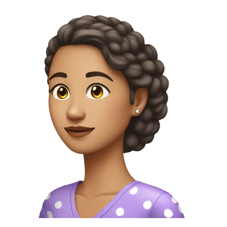 A young woman with lavender kurti white spots showing left side sticker