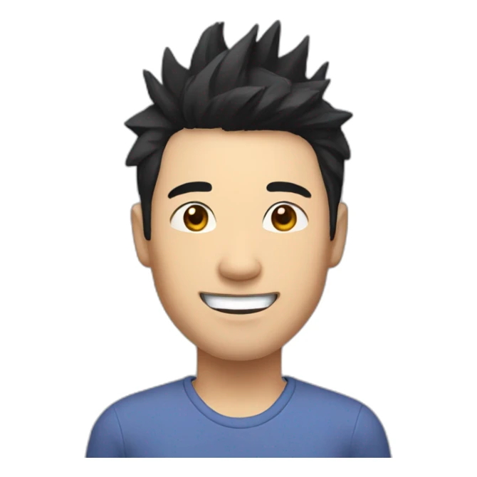 chinese man 40yo with spiky short black hair smile sticker