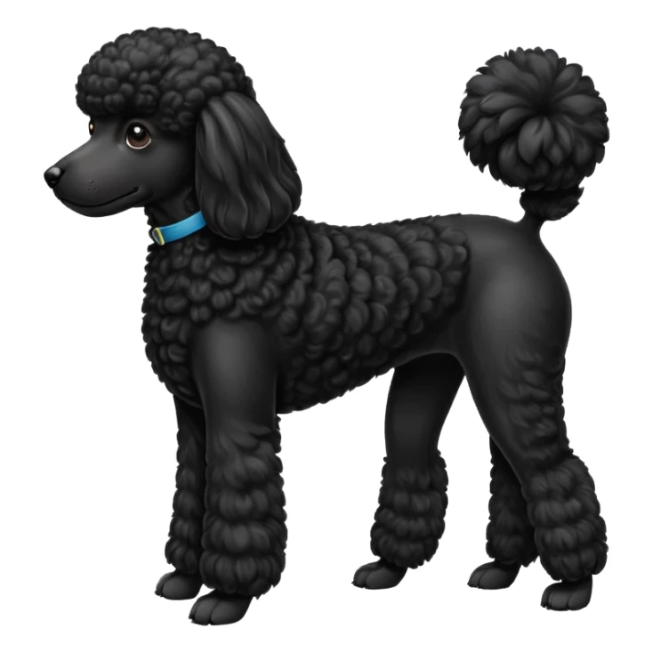 A high-resolution digital illustration of a black poodle in a clean, semi-realistic style. The poodle is shown facing sideways head tilted  sticker