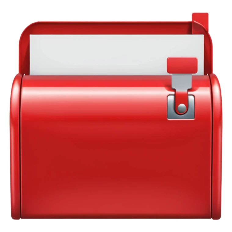red mailbox, glossy finish, bright saturated red, smooth curves, minimal details, clean and shiny

 sticker