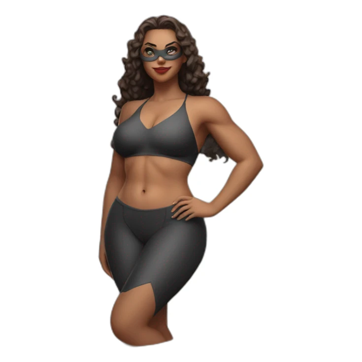 Slim-thicc Caucasian woman bikini superhero pose (beach body) sticker