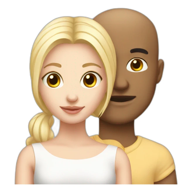 blonde cute girl with her bald boyfriend sticker