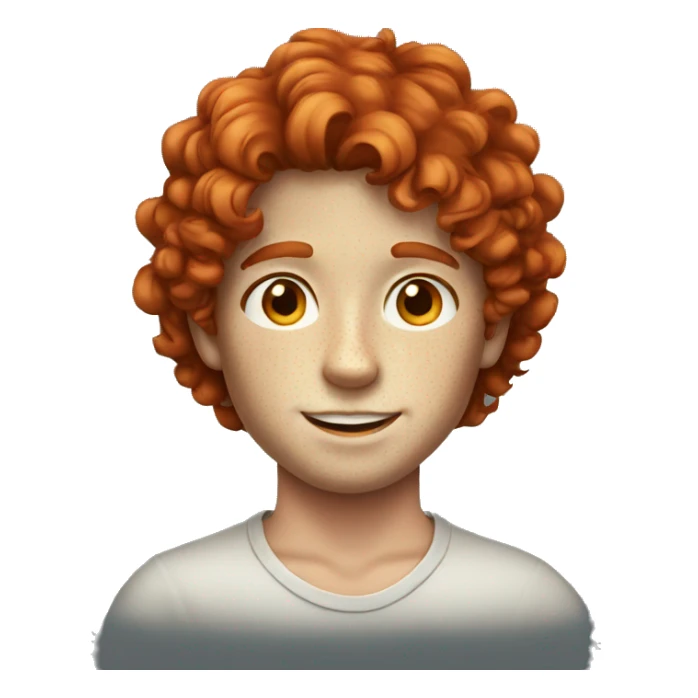 Boy with freckles and curly long red hair sticker