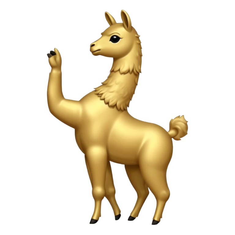 A silhouette of a small golden llama dancing sticker