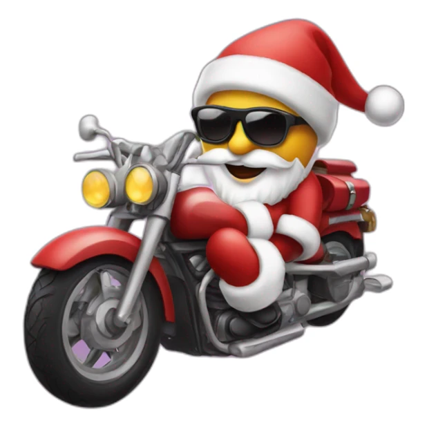 Santa clause with sunglasses on motorbike  sticker