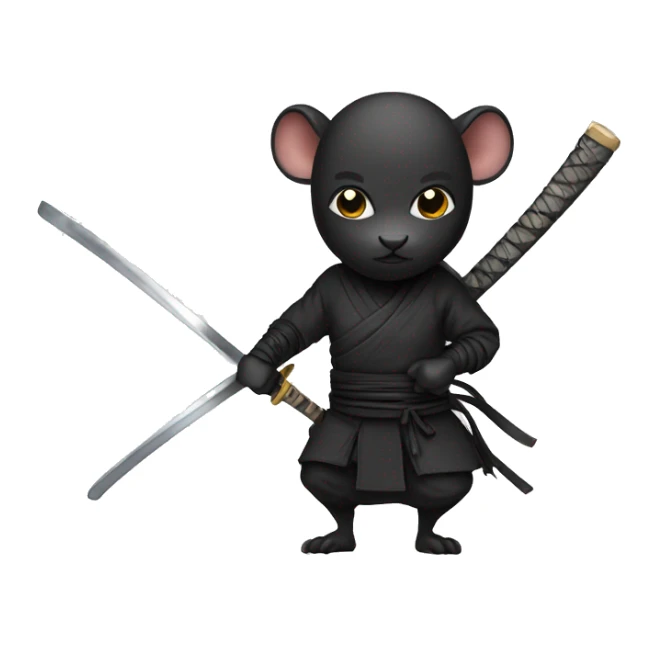 ninja black skin adult single rat with katana sticker