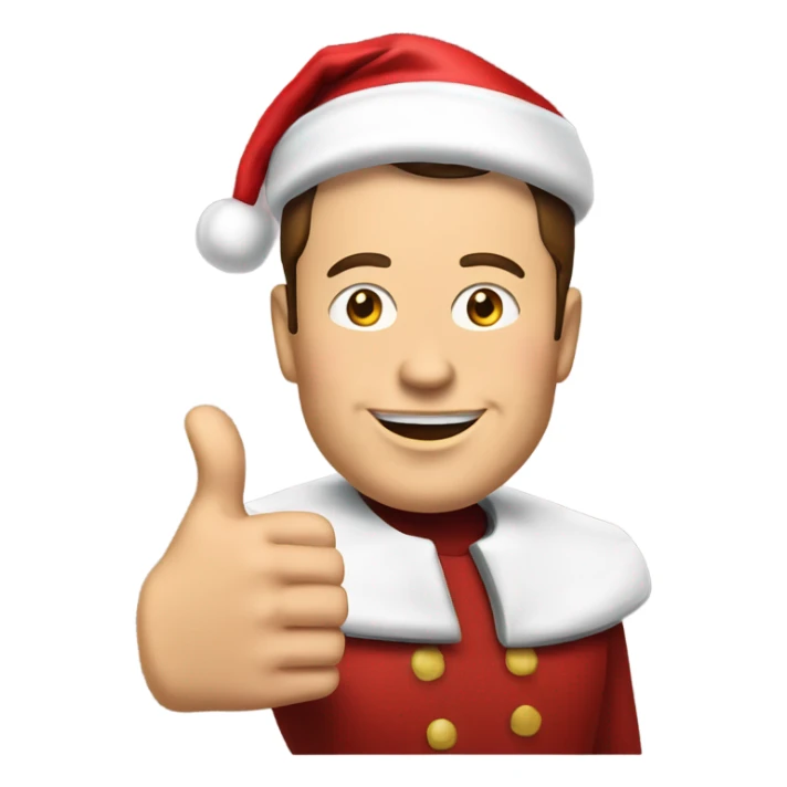 elon musk wearing a santa hat giving a thumbs up sticker