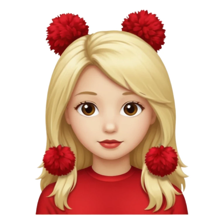 Blonde girl long hair pom pom cheerleader red sticker