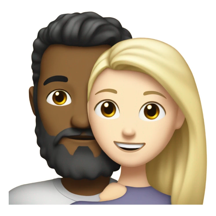 White Man, white skin, short black hair, long beard, hugging a white woman, blonde hair  sticker