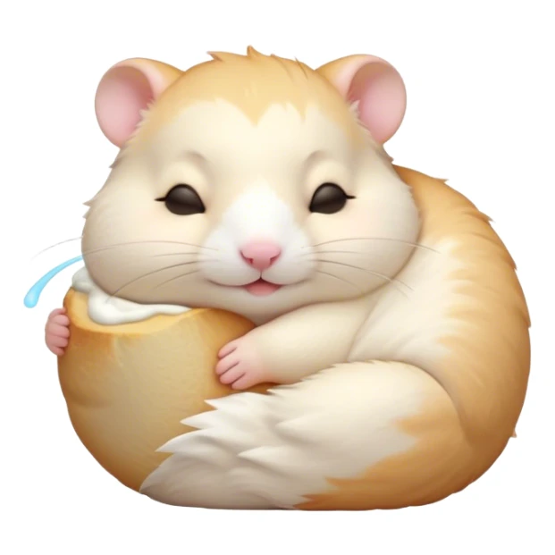 Meme-Worthy Cute Sleeping Cream Hamster Portrait Emoji, Head resting peacefully with a contented smile, showcasing a delightfully compact build and a luxuriously soft cream fur, eyes shut in a serene nap, Simplified yet hilariously adorable features, highly detailed, glowing with a soft, drowsy light, high shine, relaxed and utterly lovable, stylized with an air of playful laziness, bright and heartwarming, soft glowing outline, capturing the essence of a comically sleepy hamster, so meme-worthy it feels like it could instantly become the next viral sensation of adorable slumber! sticker