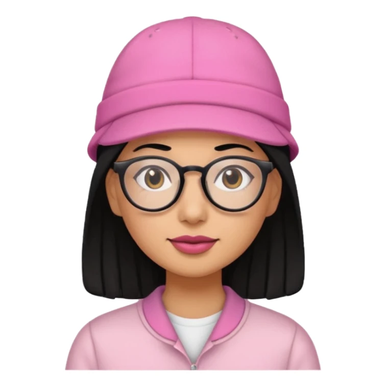 fully black dog, green haired, glassess and a pink hat sticker