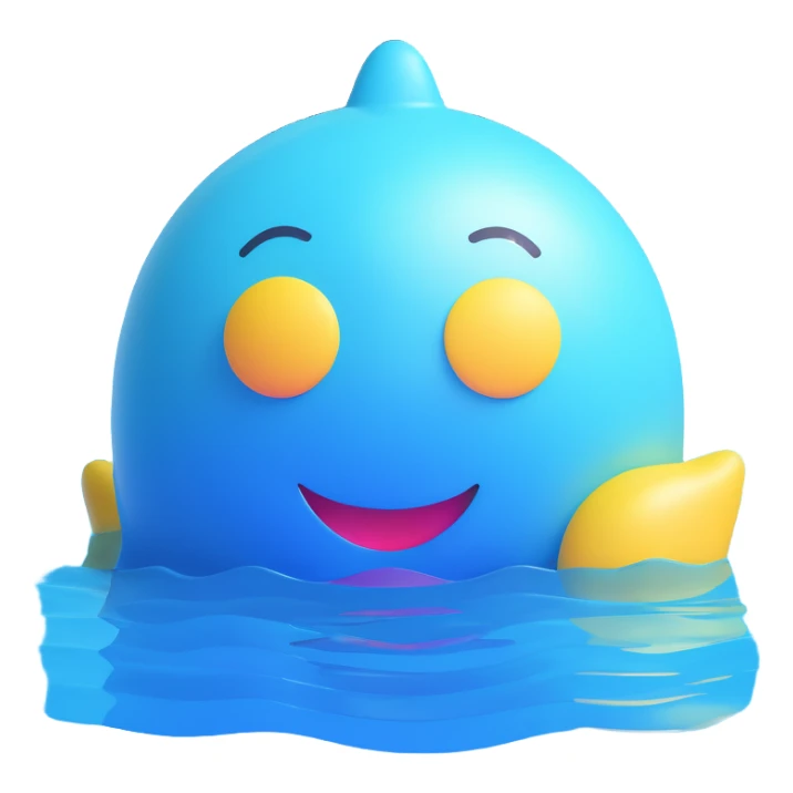 Create an ocean emoji that looks exactly like the reference image in iOS emoji style. It should be 3D, shiny, with smooth gradients, soft shadows, and sunlight reflecting on the water, capturing the classic emoji look. Add a glossy effect to the water surface. sticker
