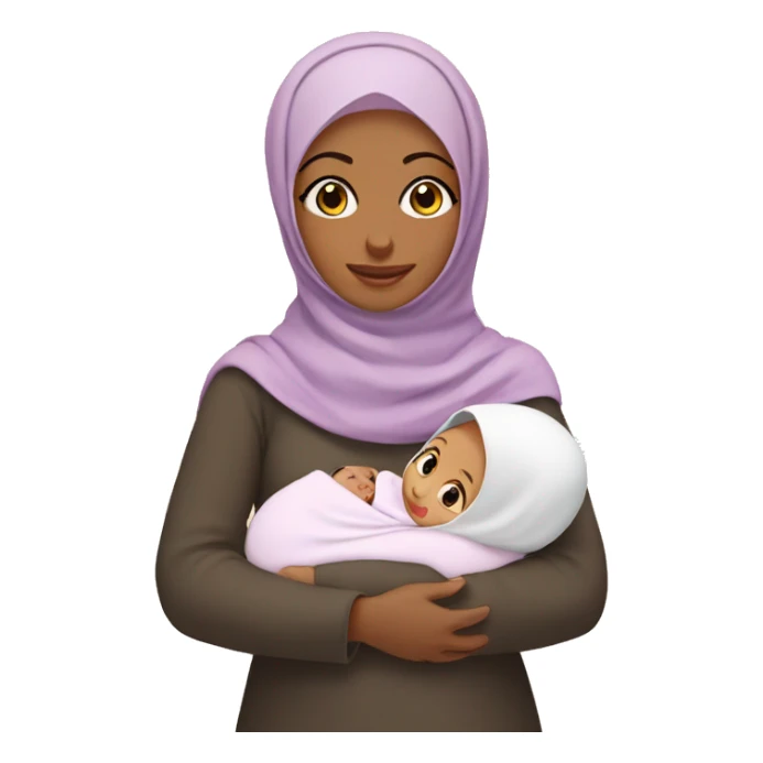 hijab mother with 2 female newborns sticker