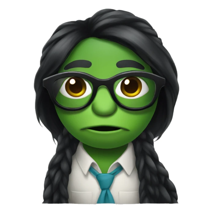 Turtle with glasses and long black hair sticker