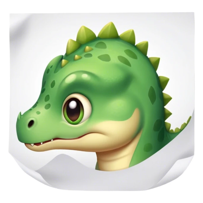 baby dinosaur face with papers sticker