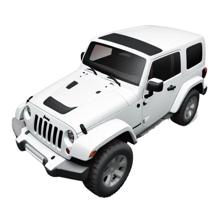 White Jeep Wrangler Rubicon with white roof and red rims  sticker