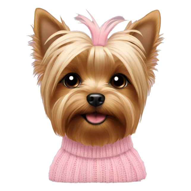 young yorkie wearing a baby pink sweater sticker