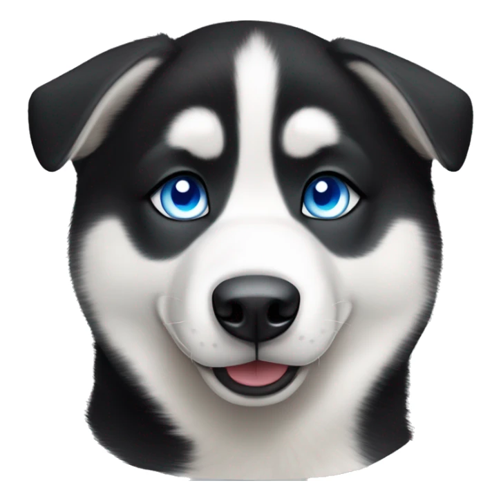 realistic looking Short haired black and white Siberian husky with blue eyes sticker