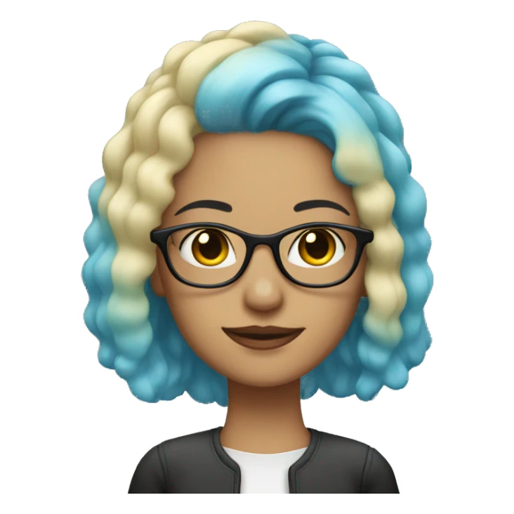 blonde woman with blue hair highlights and glasses sticker
