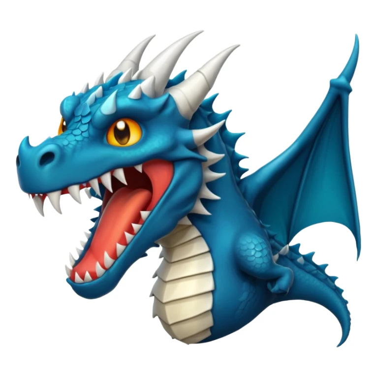 iOS style emoji, minimal dragon fang, dark fantasy object sticker