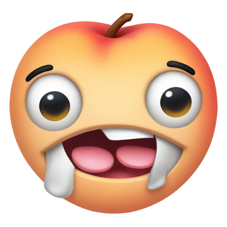 Peach with tongue out and mysterious eyes sticker