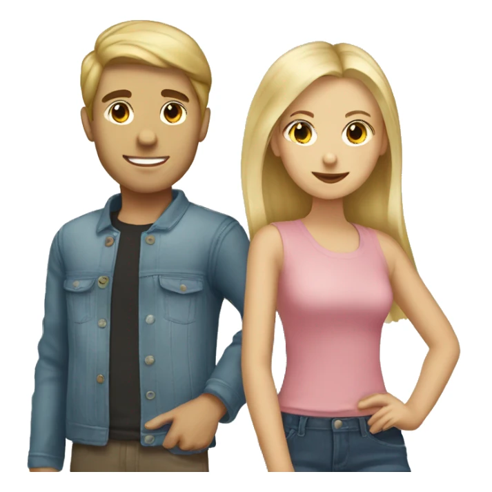 blonde girl with brunette boy couple sticker