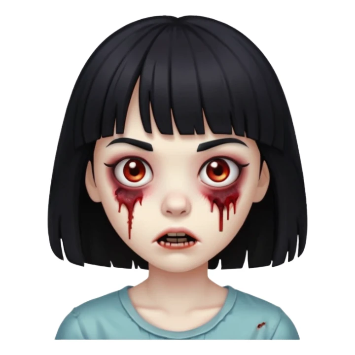 zumbi girl whit black hair with bangs down to the eyebrows sticker