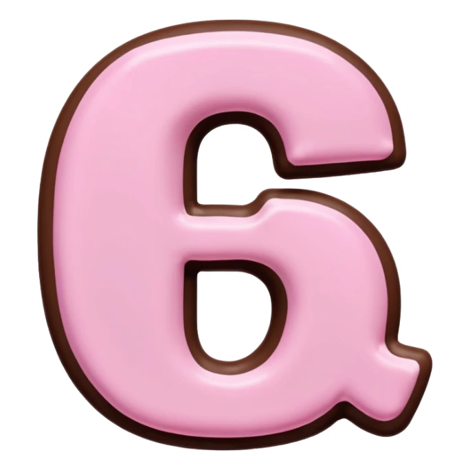 “Single pink bubble letter D, white outline, bottom dipped in chocolate with pink frosting drizzle, kawaii style, glossy, soft shading, clean outline, transparent background, Discord emoji size” sticker