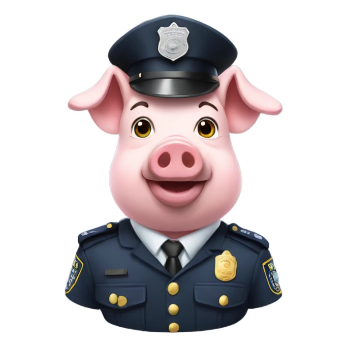 Pig in police uniform sticker