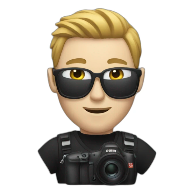  white man with black t shirt and camera and ronin sticker