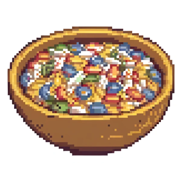 a bowl of cereal, pixel art style sticker