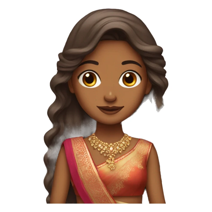 Long hair Brown girl with lehenga sticker