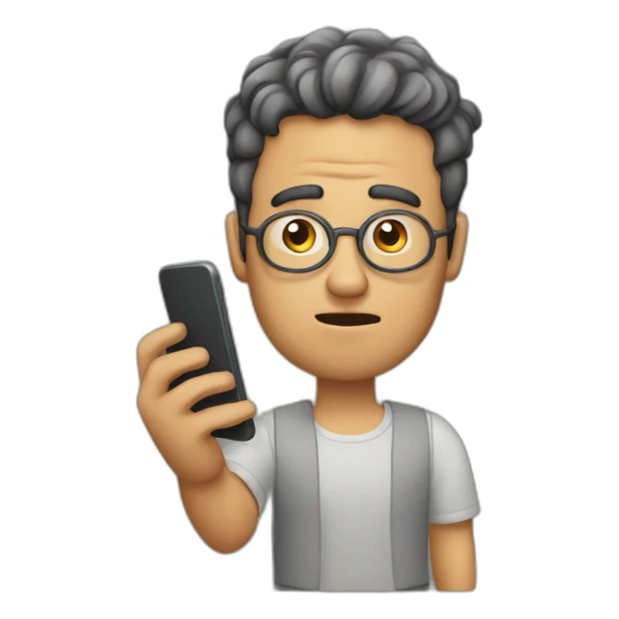 man looking confused to his phone sticker