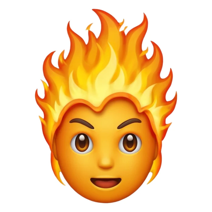 Make it look like a normal emoji just with burning head🙂🔥 cobine the two put the fire on topp of the head nothing more nothing less sticker