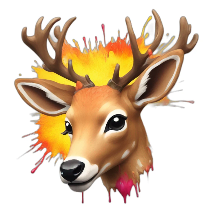 deer painted with an explosion of paints sticker