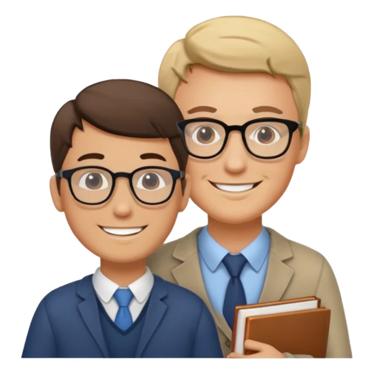 male teacher helping student sticker