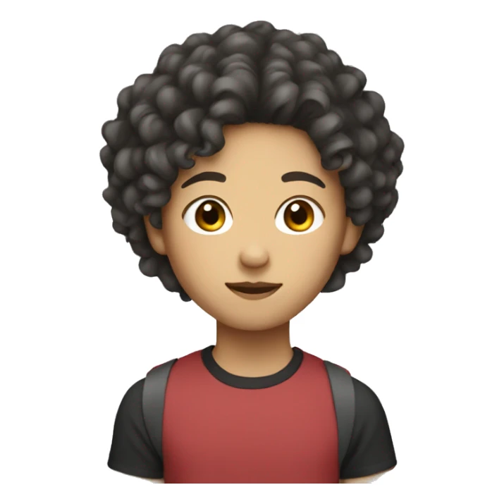 asian teenager with curly hair  sticker