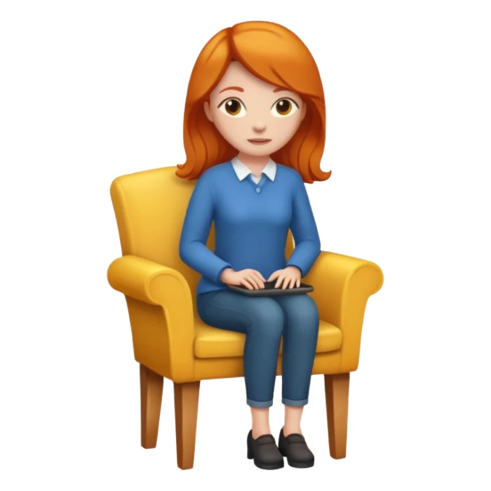 ginger woman sitting on chair sticker