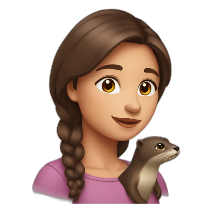 Une fille brune avec une loutre sticker
