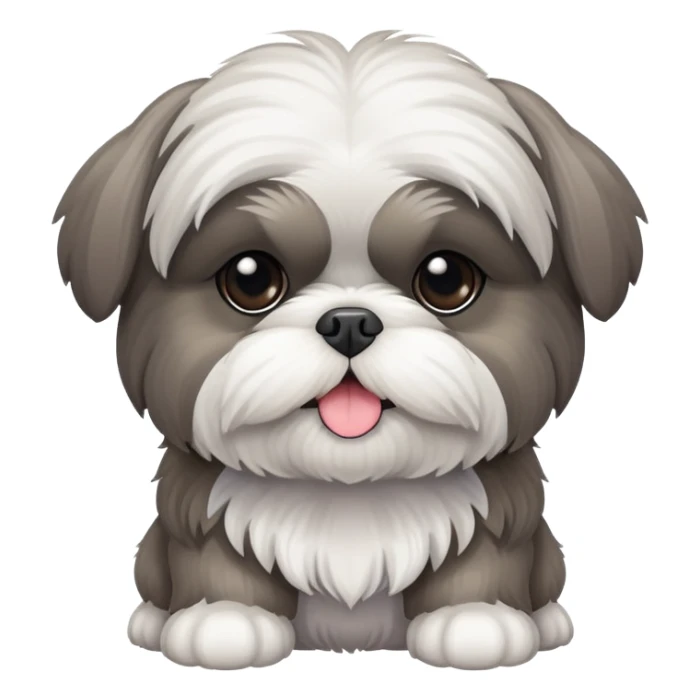 grey and white shih tzu dog sticker