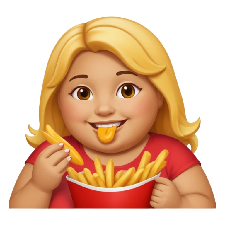 Fat Girl munching fries sticker